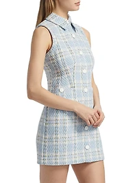 Sophia Plaid Tweed Button-Front Minidress
