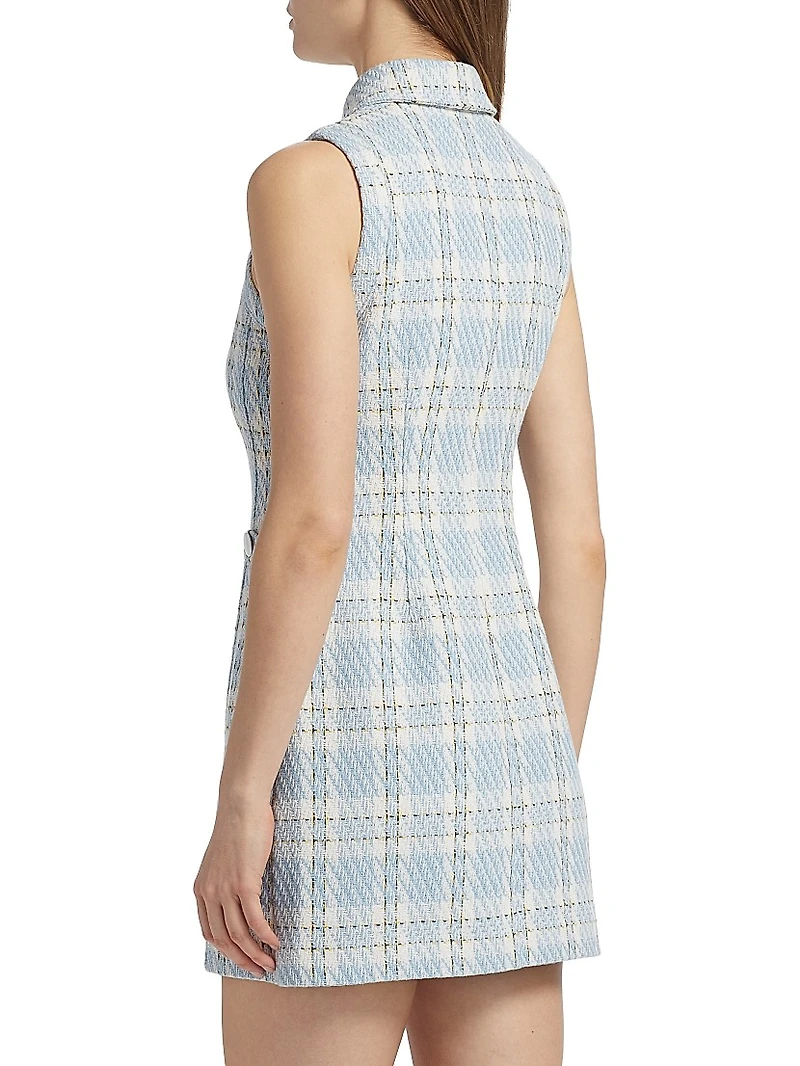 Sophia Plaid Tweed Button-Front Minidress