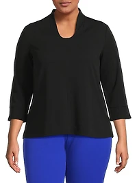 Plus Stretch Deco Crepe Blouse