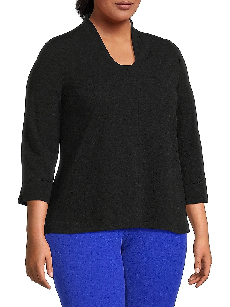 Plus Stretch Deco Crepe Blouse