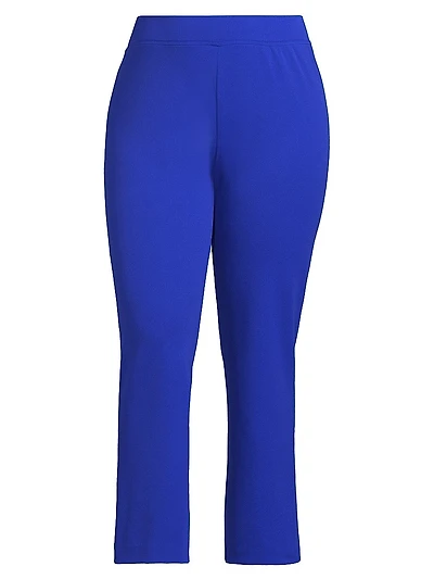 Plus Stretch Deco Crepe Straight-Fit Pants