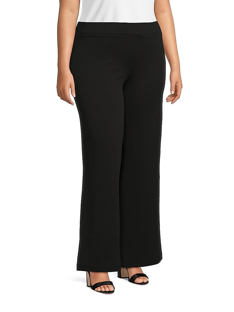Plus Stretch-Crêpe Wide-Leg Pants