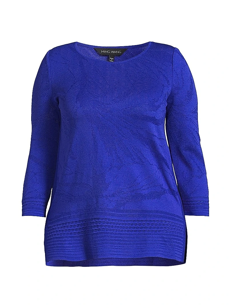 Plus Jacquard-Knit Boatneck Tunic