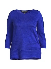 Plus Jacquard-Knit Boatneck Tunic