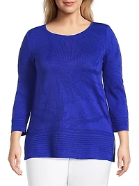 Plus Jacquard-Knit Boatneck Tunic