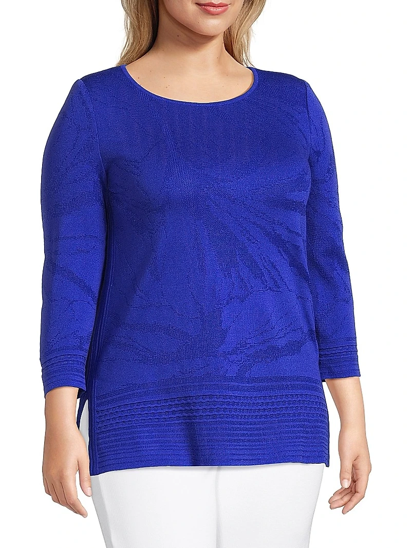 Plus Jacquard-Knit Boatneck Tunic