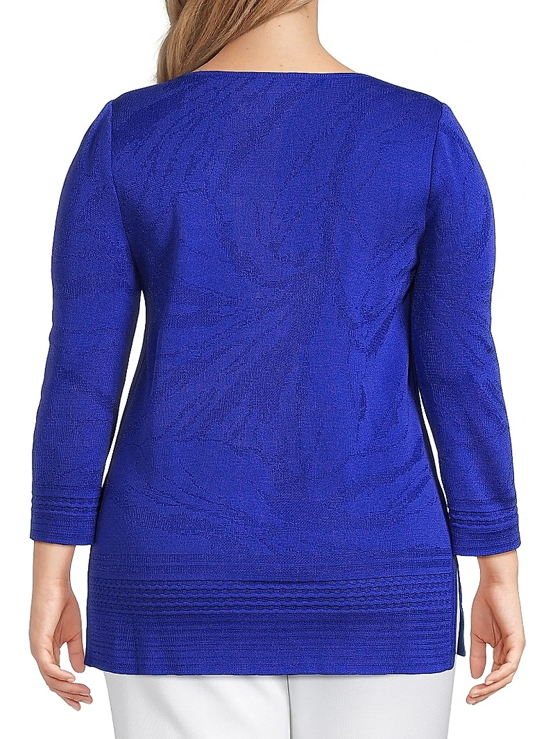 Plus Jacquard-Knit Boatneck Tunic