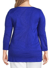 Plus Jacquard-Knit Boatneck Tunic