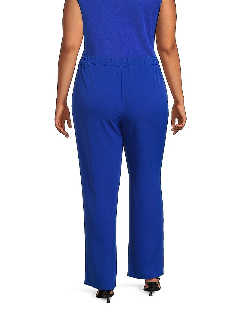 Plus Crêpe De Chine Straight-Leg Pants