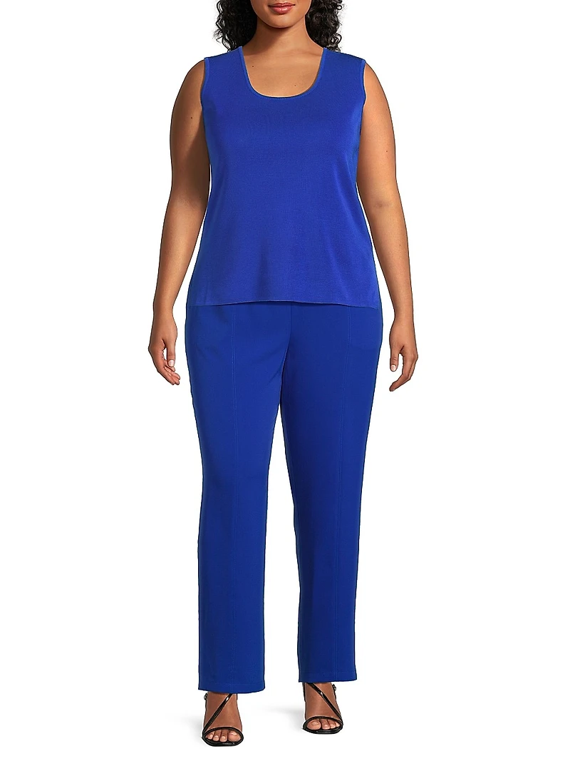 Plus Crêpe De Chine Straight-Leg Pants