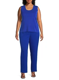 Plus Crêpe De Chine Straight-Leg Pants