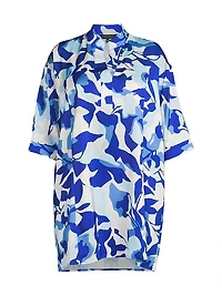 Plus Floral Crêpe De Chine Midi-Shirtdress