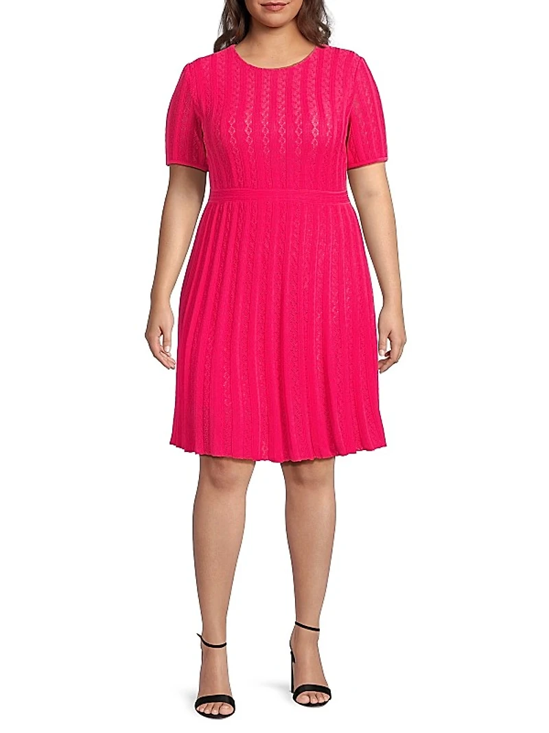 Plus Pointelle-Knit Dress