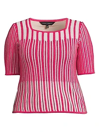 Plus Striped Rib-Knit Top