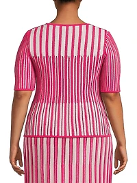 Plus Striped Rib-Knit Top