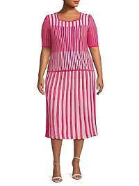 Plus Striped Rib-Knit Top