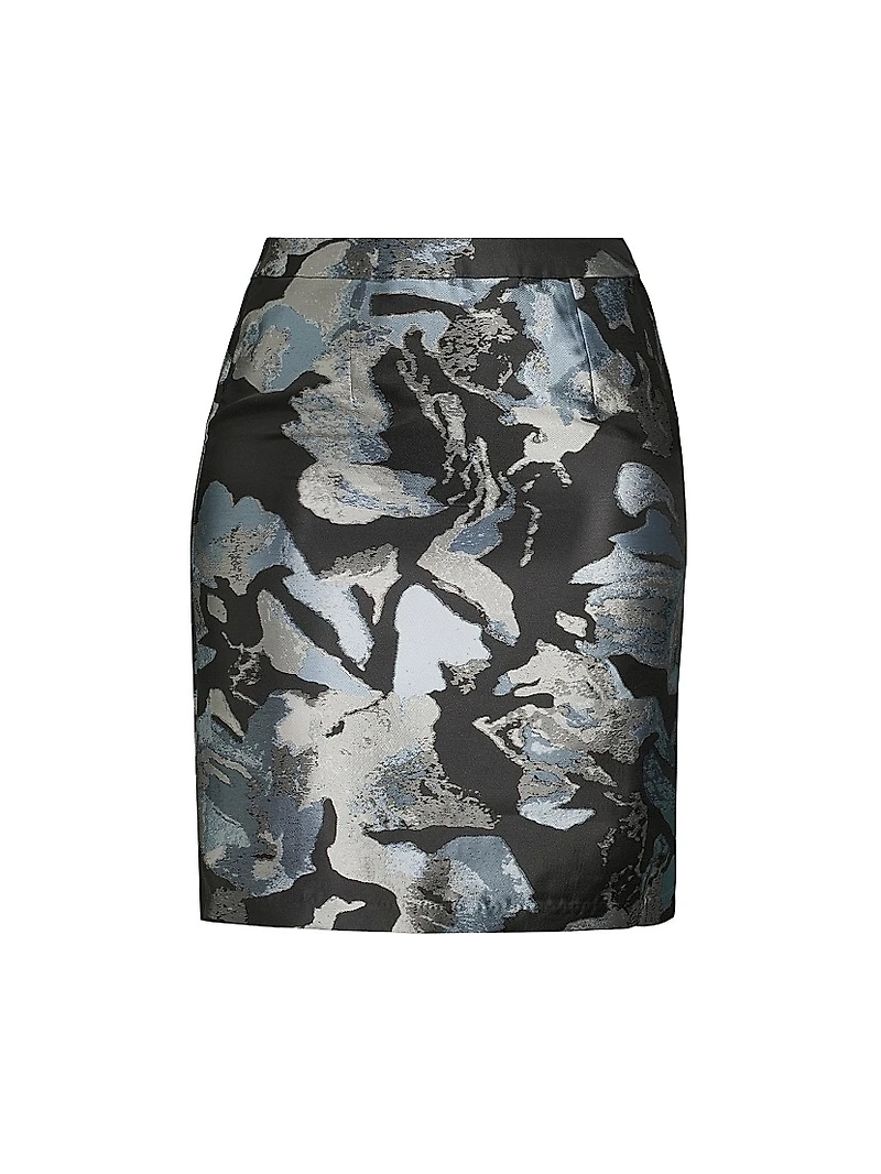 Plus Floral Jacquard Pencil Skirt