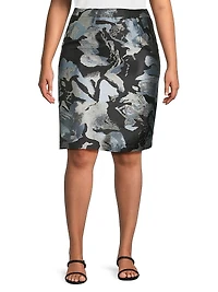 Plus Floral Jacquard Pencil Skirt