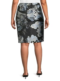 Plus Floral Jacquard Pencil Skirt