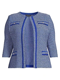 Plus Tailored Honeycomb Tweed Knit Jacket