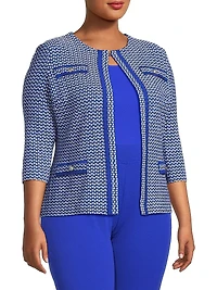 Plus Tailored Honeycomb Tweed Knit Jacket