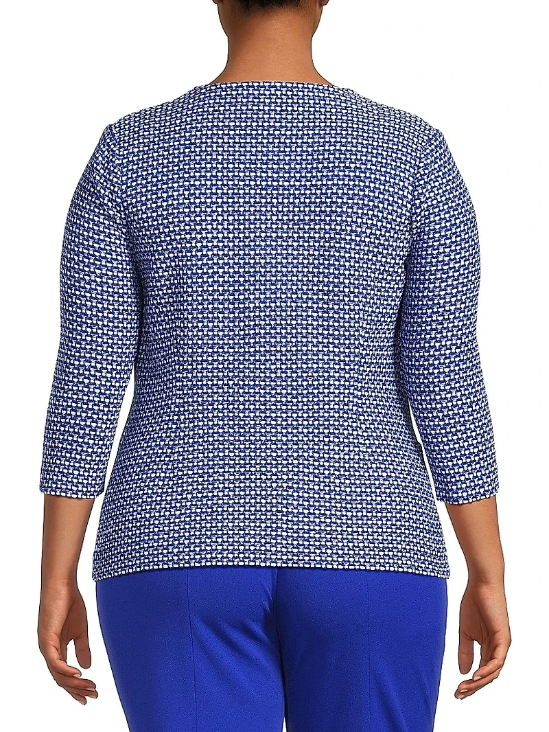 Plus Tailored Honeycomb Tweed Knit Jacket