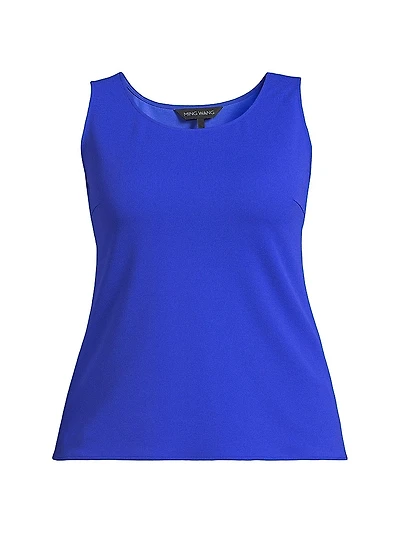 Plus Scoopneck Stretch Deco Crépe Tank Top
