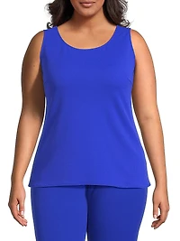 Lani Lynn x Ming Wang Plus Scoopneck Stretch Deco Crépe Tank Top