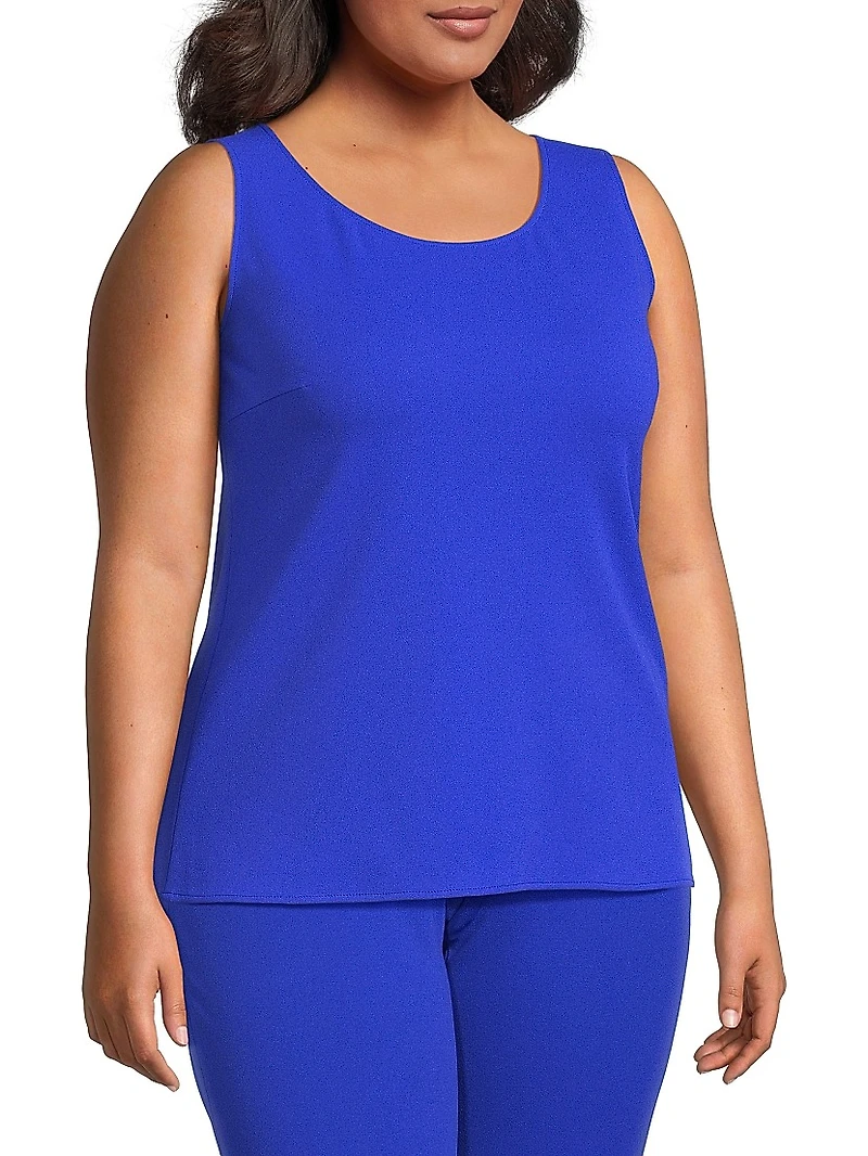 Lani Lynn x Ming Wang Plus Scoopneck Stretch Deco Crépe Tank Top