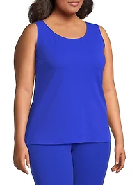 Lani Lynn x Ming Wang Plus Scoopneck Stretch Deco Crépe Tank Top