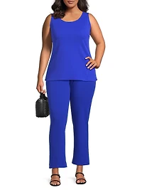 Lani Lynn x Ming Wang Plus Scoopneck Stretch Deco Crépe Tank Top