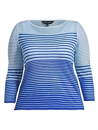Plus Striped Sheer Boatneck Tunic Top