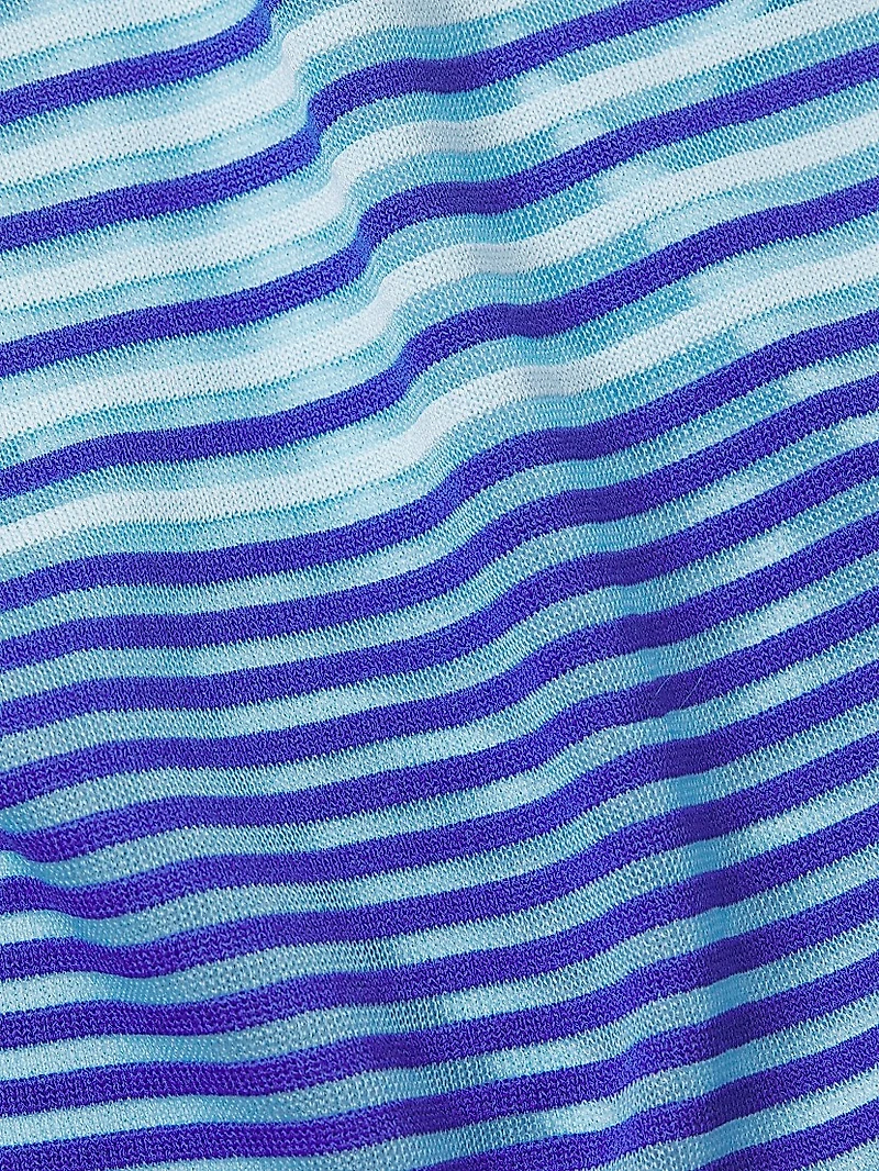 Plus Striped Sheer Boatneck Tunic Top