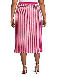 Plus Striped Pointelle-Knit Midi-Skirt
