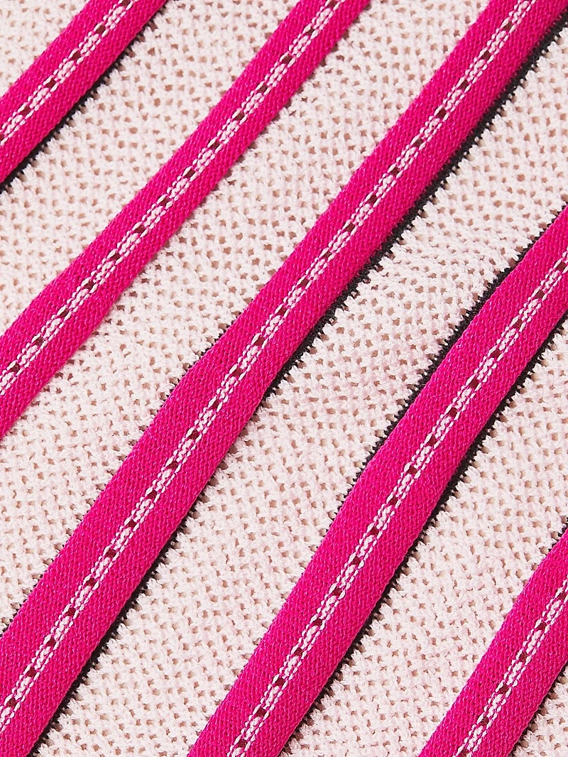 Plus Striped Pointelle-Knit Midi-Skirt