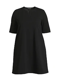 Plus A-Line Stretch Deco Crepe Minidress