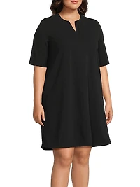 Plus A-Line Stretch Deco Crepe Minidress