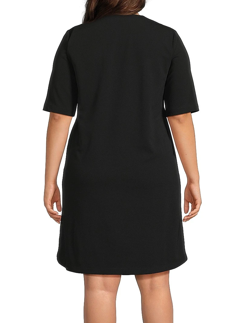 Plus A-Line Stretch Deco Crepe Minidress