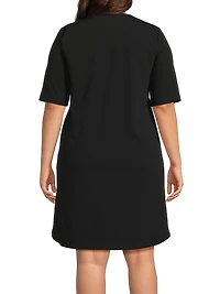 Plus A-Line Stretch Deco Crepe Minidress