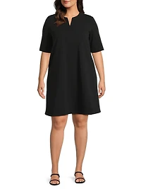 Plus A-Line Stretch Deco Crepe Minidress