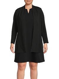 Plus Open Front Deco Crepe Jacket