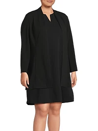 Plus Open Front Deco Crepe Jacket