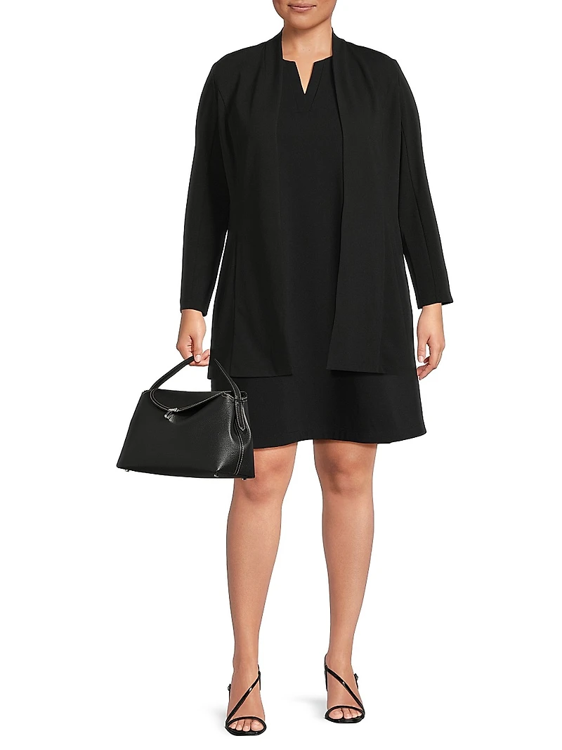 Plus Open Front Deco Crepe Jacket