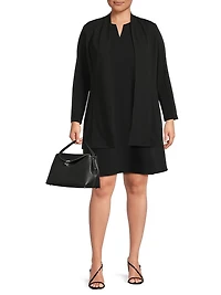 Plus Open Front Deco Crepe Jacket