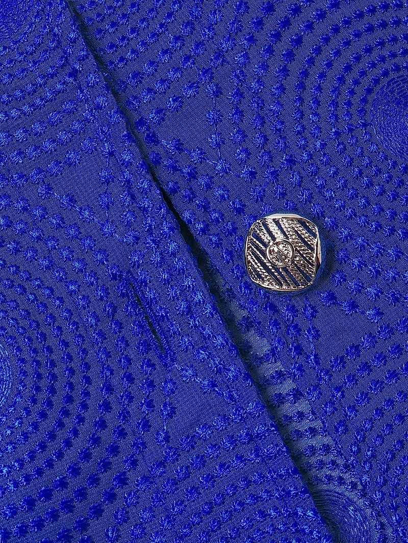 Plus Embroidered Medallion Stand-Collar Jacket