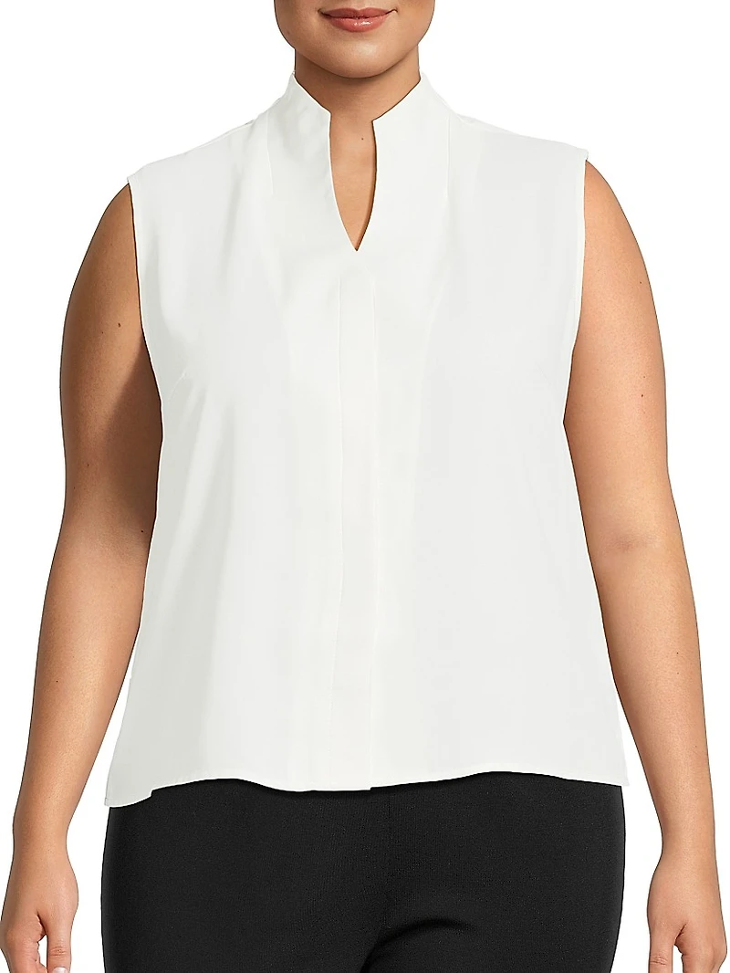 Plus Sleeveless Crepe De Chine Top