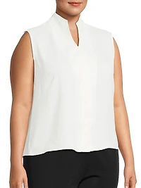 Plus Sleeveless Crepe De Chine Top
