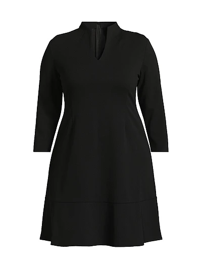 Plus Funnel Neck Stretch Crêpe Midi-Dress
