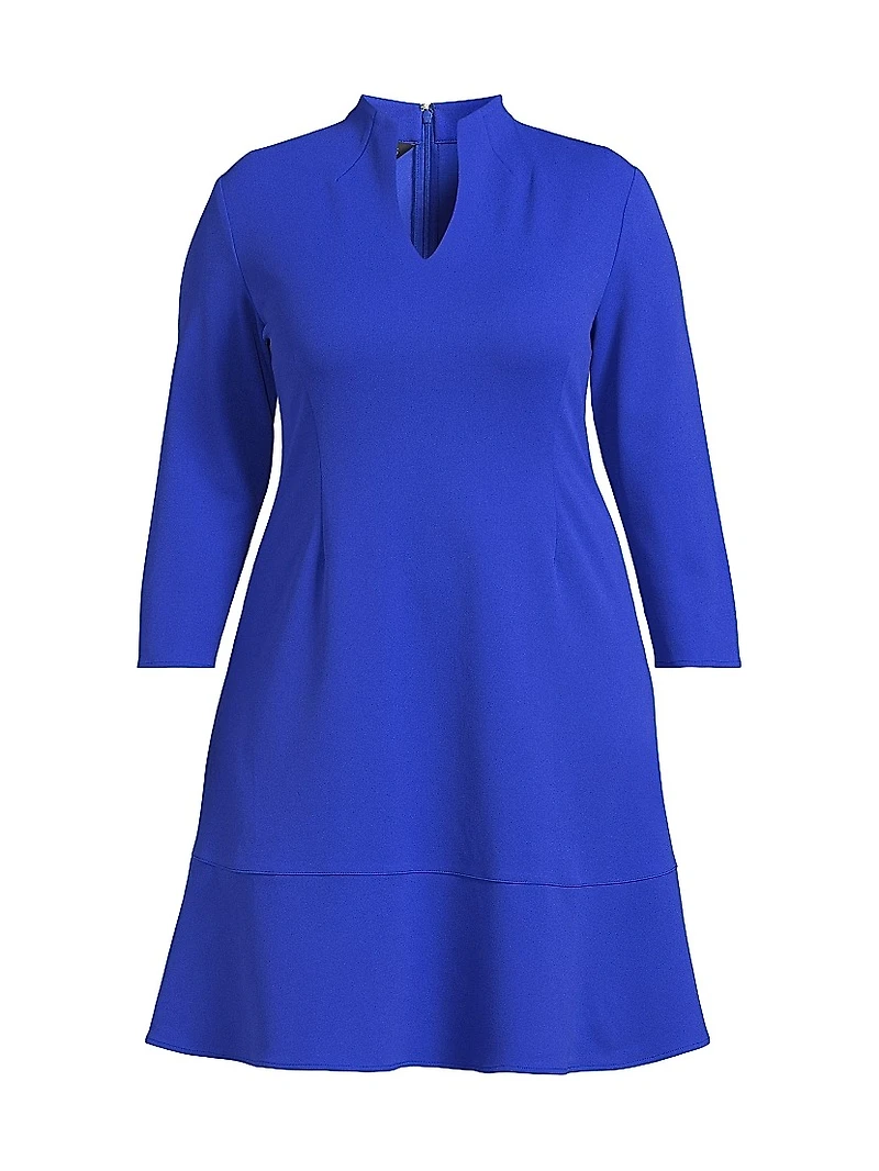 Plus Funnel Neck Stretch Crêpe Midi-Dress