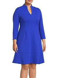 Plus Funnel Neck Stretch Crêpe Midi-Dress